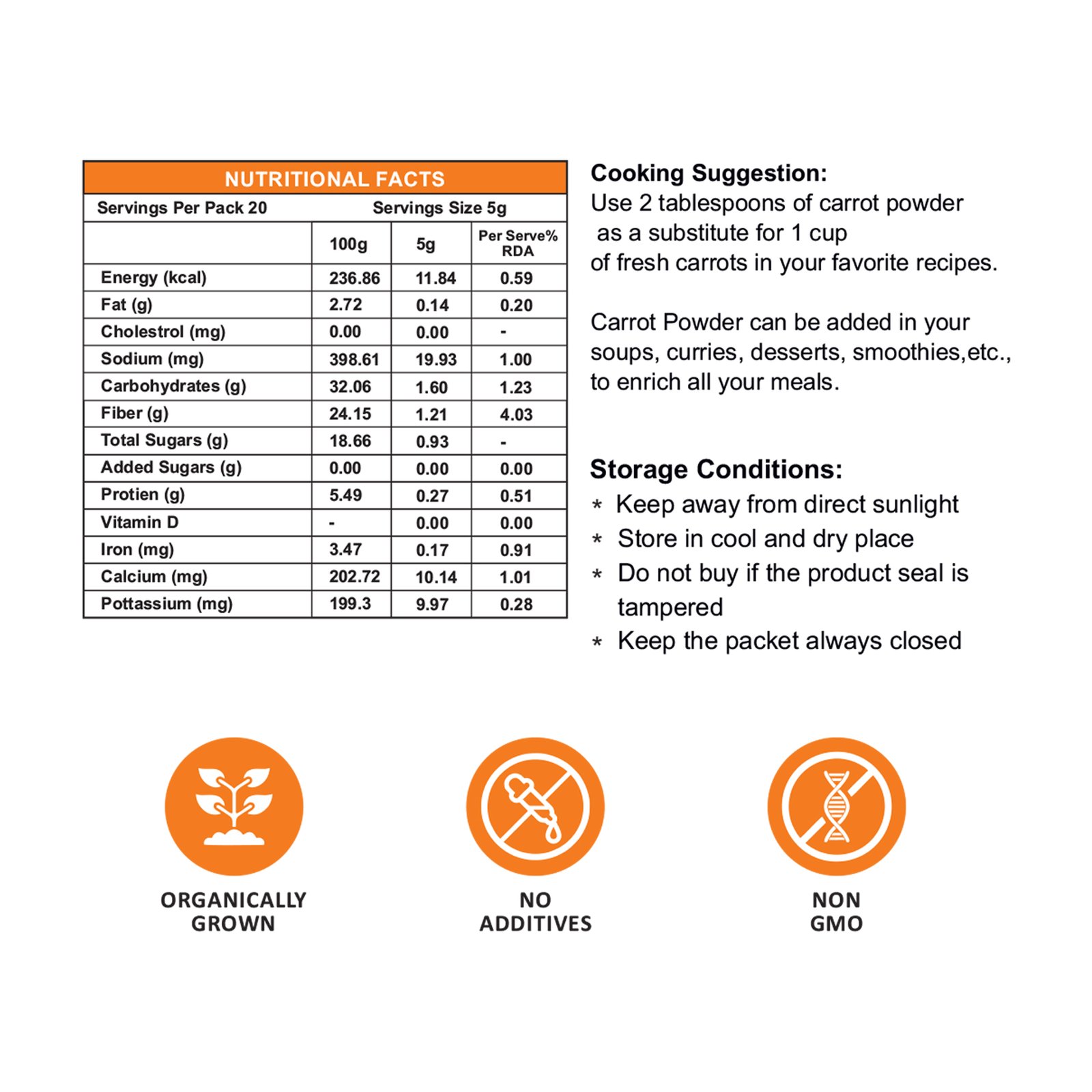 Carrot Powder - 100g