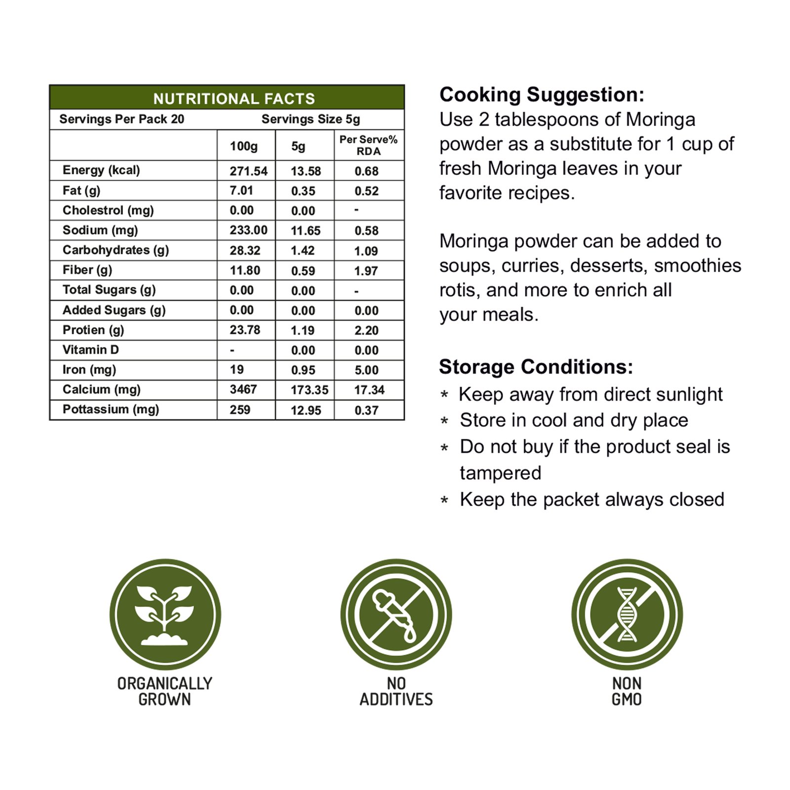 Organic Moringa Powder - 100g